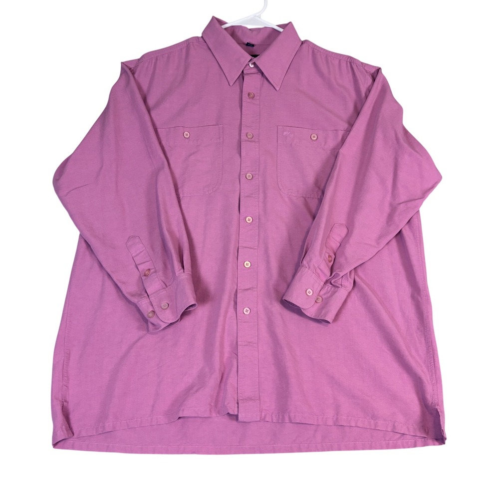 Oleg Cassini Mens XXL Pink Long Sleeve Button Down Shirt Dual‎ Pocket Mauve